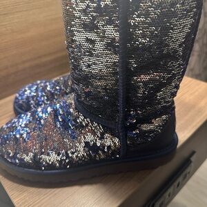 Sequin Boots in Blue and Silver